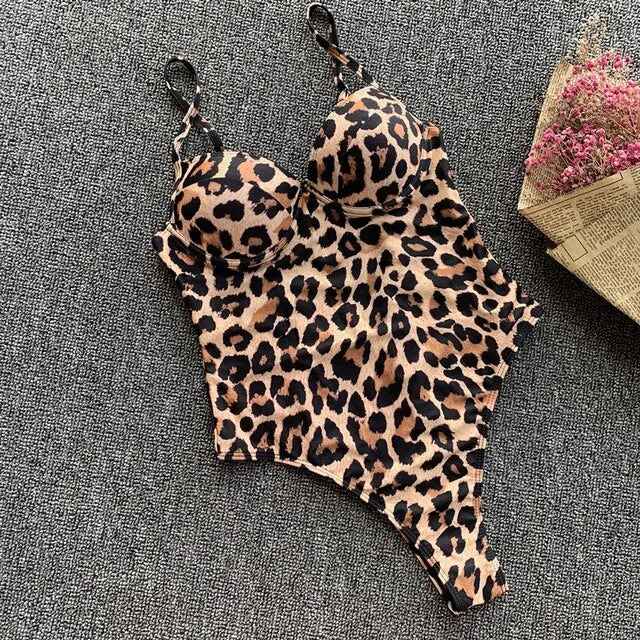 In-X Push up one piece swimsuit Bodysuit women Sexy snake print bikini 2020 High cut swimwear women monokini Padded bathing suit