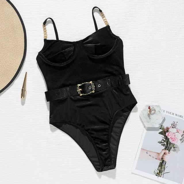 In-X Push up one piece swimsuit Bodysuit women Sexy snake print bikini 2020 High cut swimwear women monokini Padded bathing suit