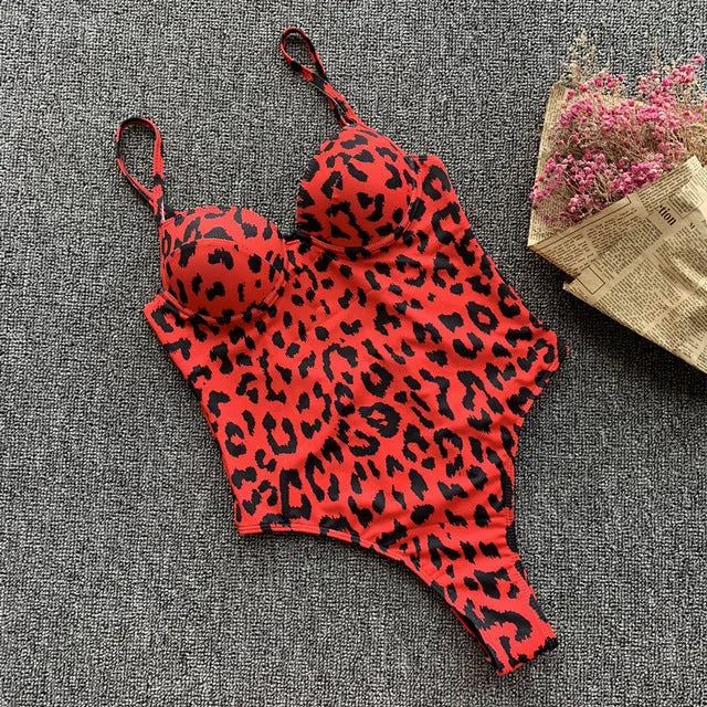 In-X Push up one piece swimsuit Bodysuit women Sexy snake print bikini 2020 High cut swimwear women monokini Padded bathing suit