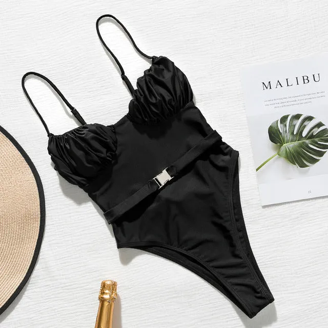 In-X Push up one piece swimsuit Bodysuit women Sexy snake print bikini 2020 High cut swimwear women monokini Padded bathing suit