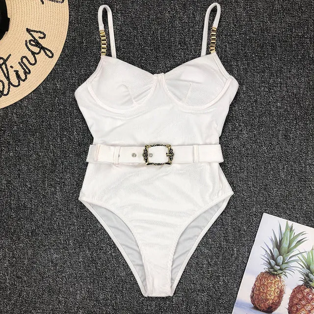 In-X Push up one piece swimsuit Bodysuit women Sexy snake print bikini 2020 High cut swimwear women monokini Padded bathing suit