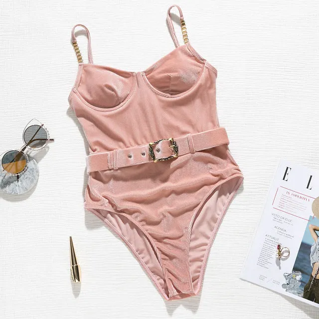 In-X Push up one piece swimsuit Bodysuit women Sexy snake print bikini 2020 High cut swimwear women monokini Padded bathing suit