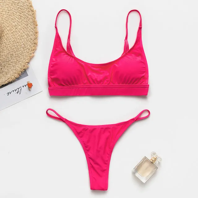 In-X Thong one piece swimsuit Sexy neon bikini 2020 High cut swimwear women Monokini Backless bodysuit One-piece suit Beach wear