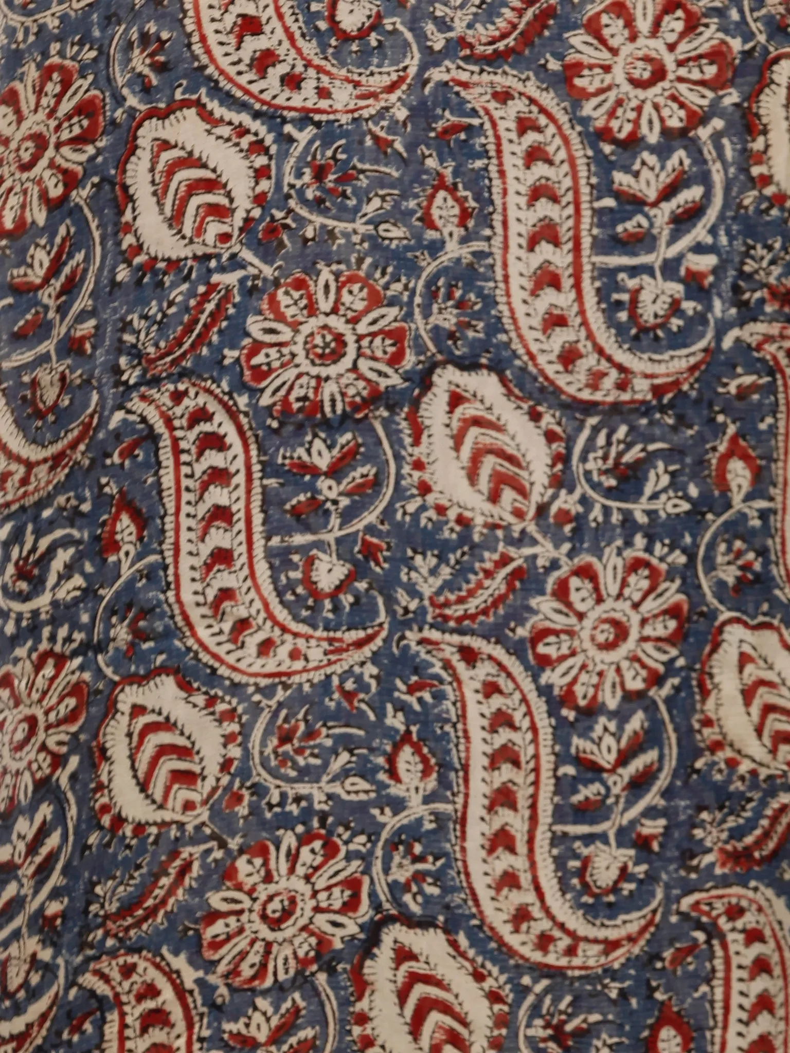 Ivory Indigo Black Maroon Hand Block Printed Chiffon Saree with Zari Border - S031703232