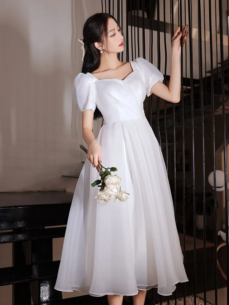 ivory lady girl women princess banquet wedding bridal ball prom dress
