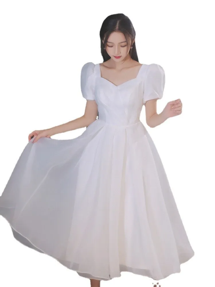 ivory lady girl women princess banquet wedding bridal ball prom dress