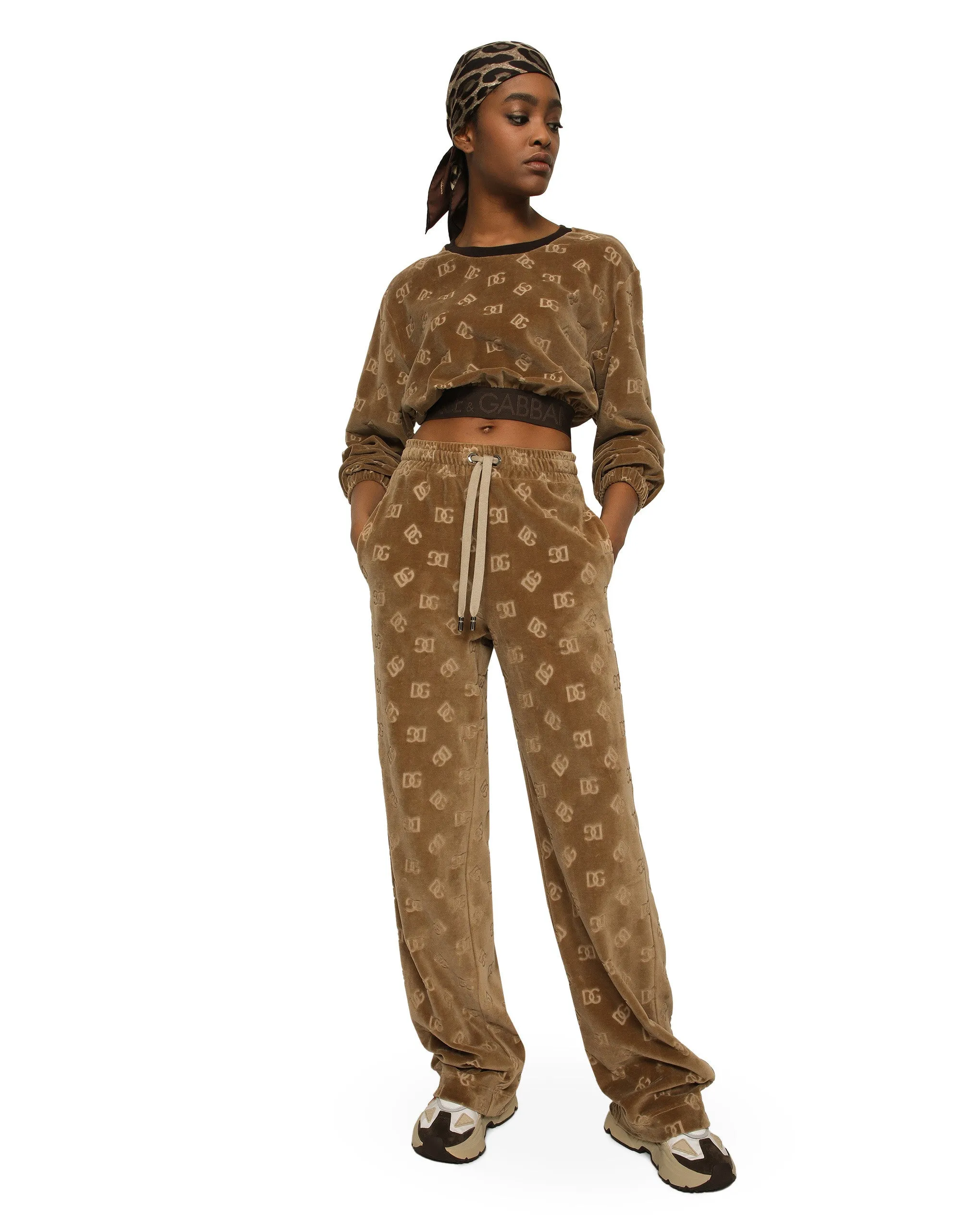 Jacquard chenille jogging pants with DG logo