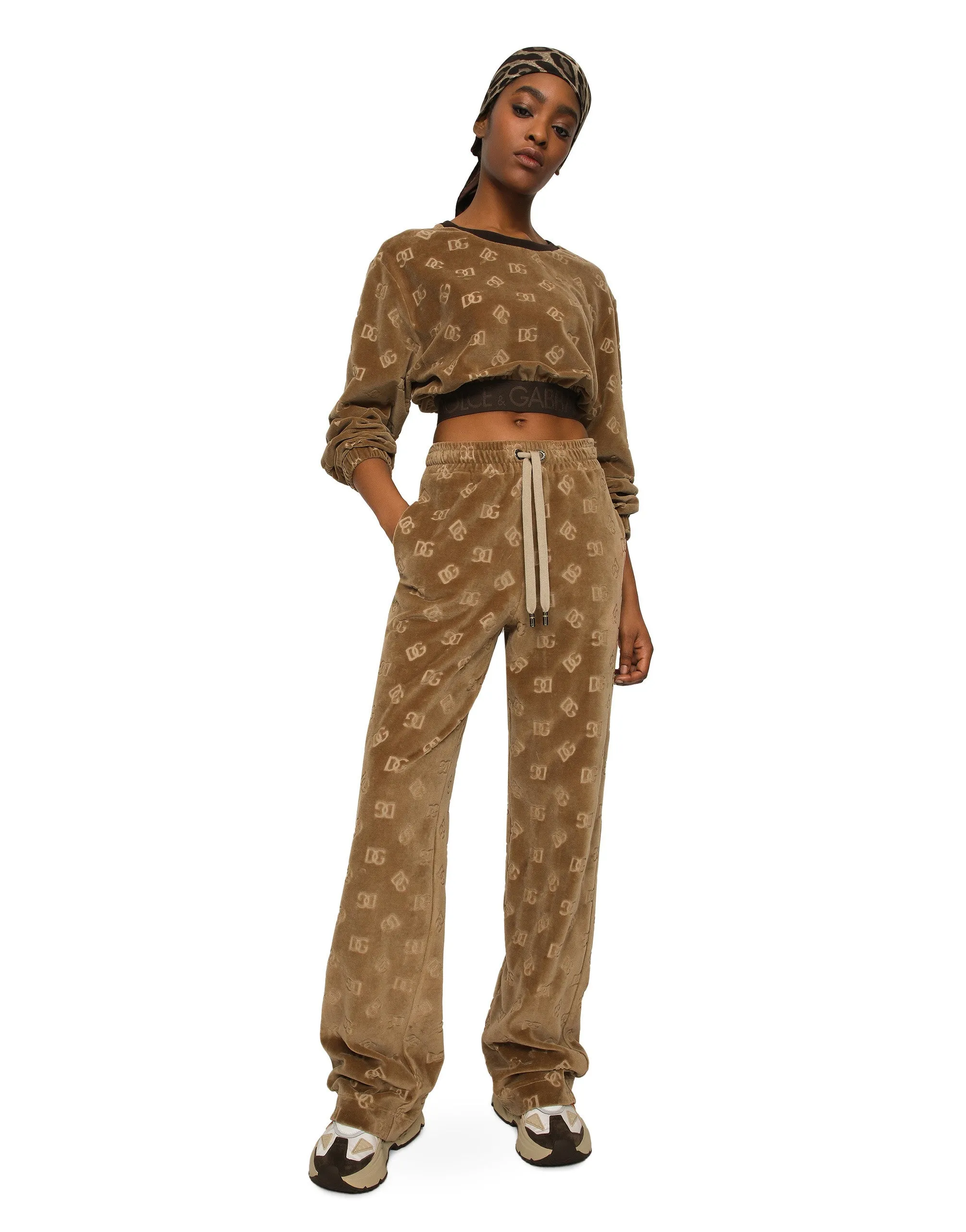 Jacquard chenille jogging pants with DG logo
