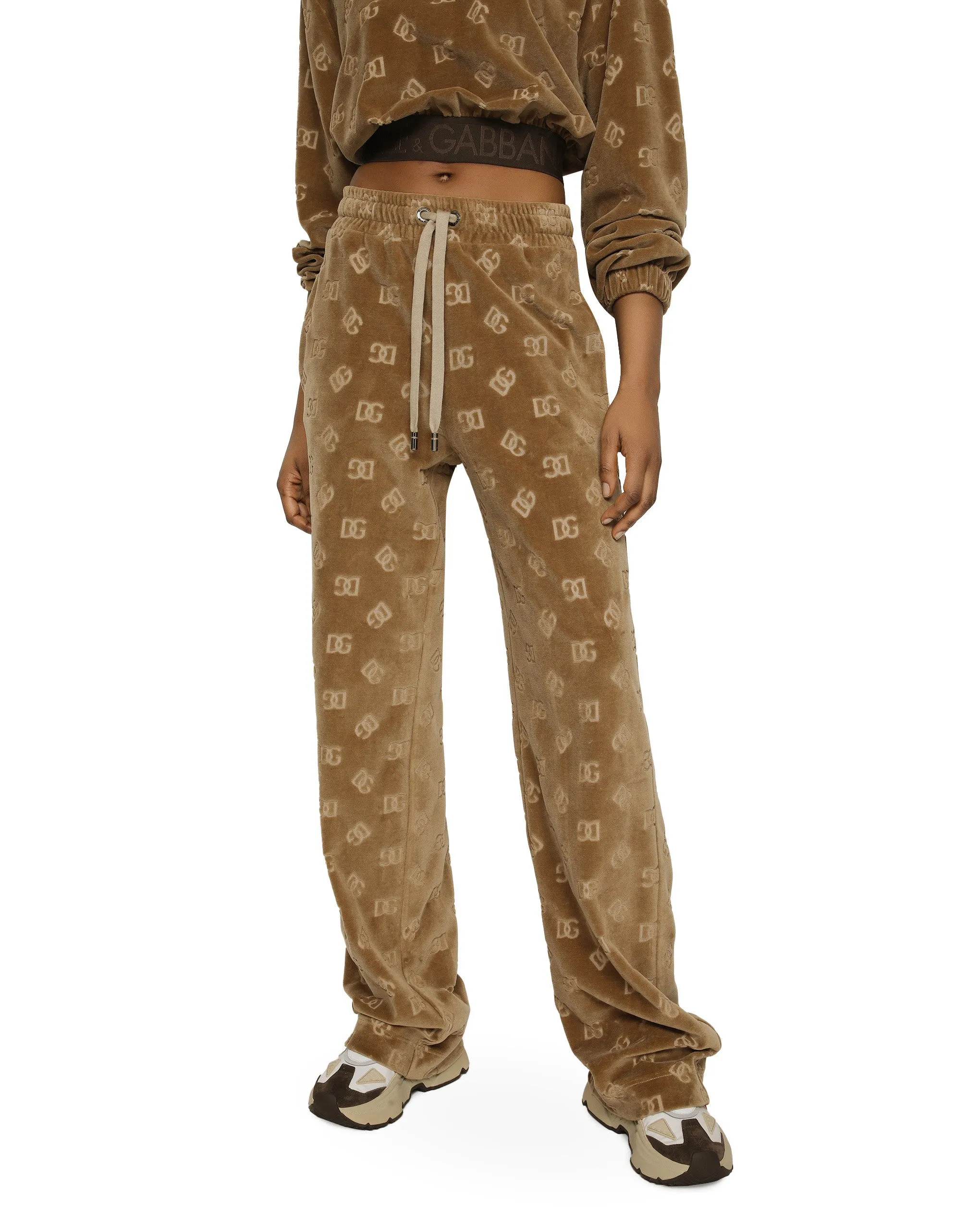 Jacquard chenille jogging pants with DG logo