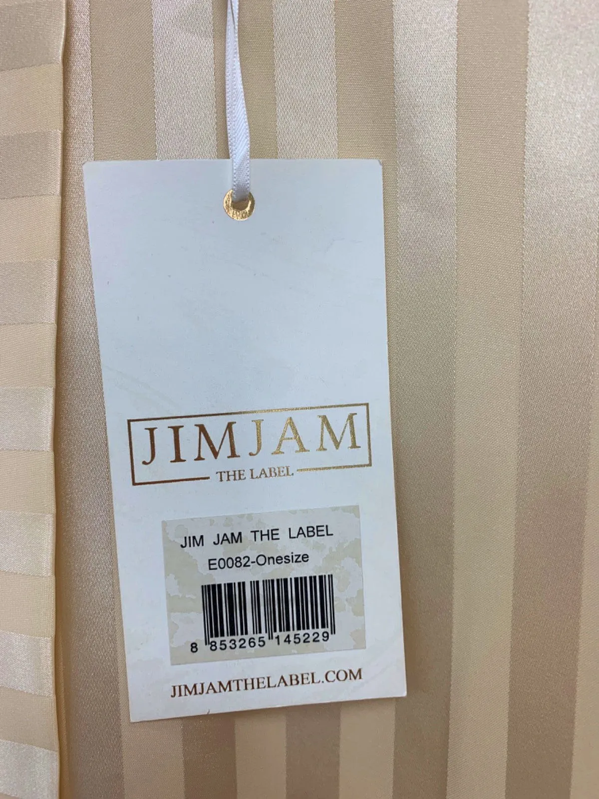 Jim Jam Beige Striped Kimono Robe Embroidered D. C. One Size