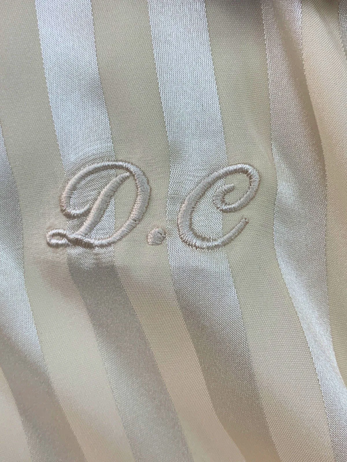 Jim Jam Beige Striped Kimono Robe Embroidered D. C. One Size