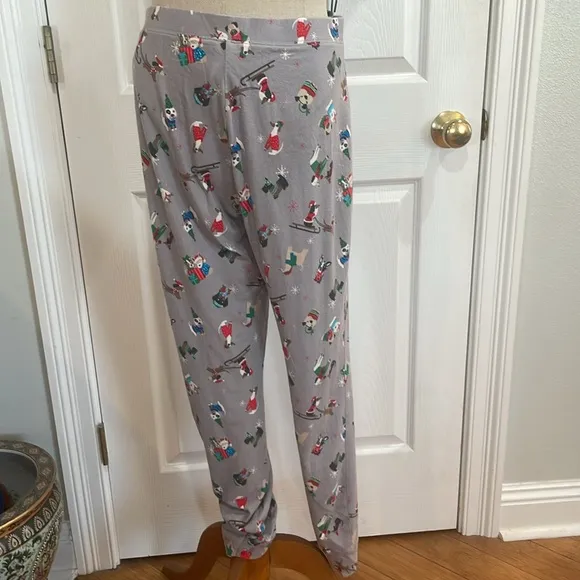 Jingles &amp; Joy Christmas pajamas dog sledding cotton spandex red women’s size L