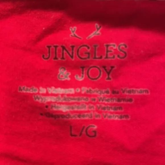 Jingles &amp; Joy Christmas pajamas dog sledding cotton spandex red women’s size L