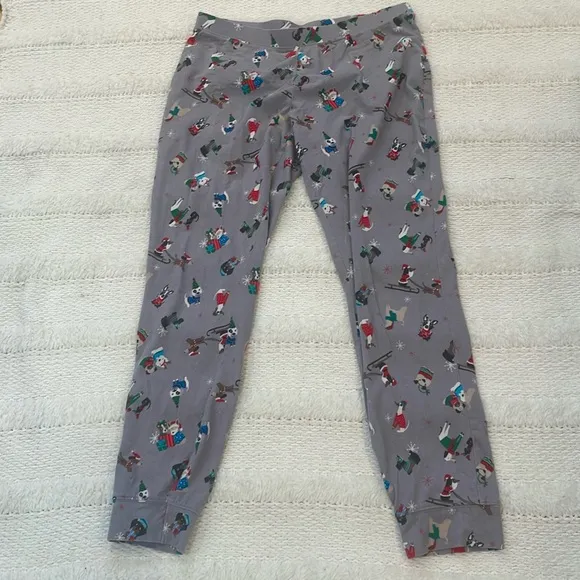 Jingles &amp; Joy Christmas pajamas dog sledding cotton spandex red women’s size L