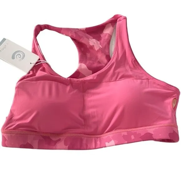 Johnny Was Calme Endurance Multi-Pink Floral Camo Sports Bra Racerback Padded