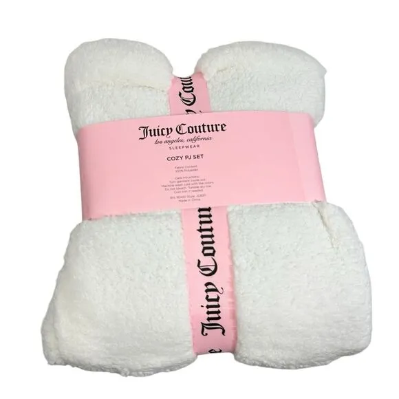 JUICY COUTURE EMBROIDERED LOGO SHERPA COZY PJ SET NWT Y2K