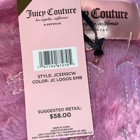 Juicy Couture Pink Plush Robe Intimates &amp; Sleepwear