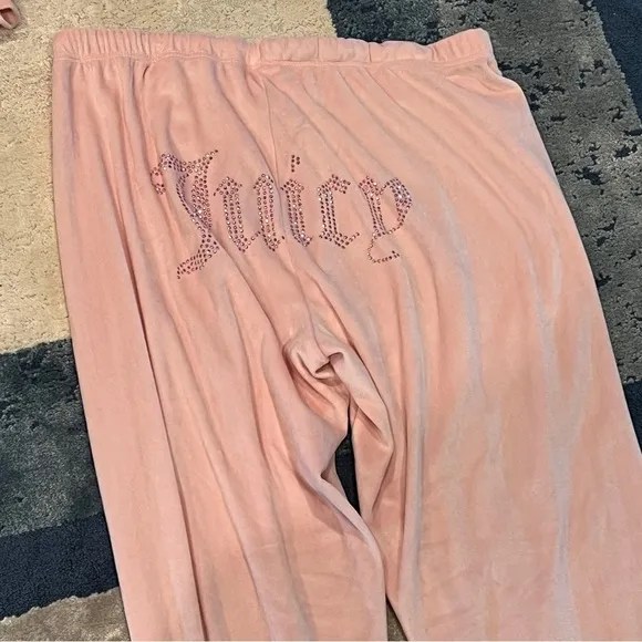 Juicy Couture  Pink Velour Sleepwear Pajamas Lounge Set Bling Size Medium Medium