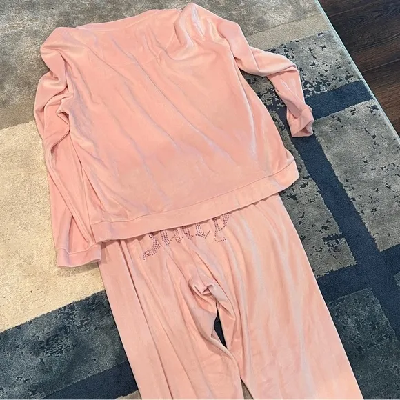 Juicy Couture  Pink Velour Sleepwear Pajamas Lounge Set Bling Size Medium Medium