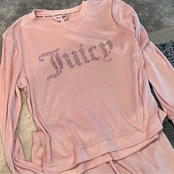 Juicy Couture  Pink Velour Sleepwear Pajamas Lounge Set Bling Size Medium Medium