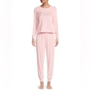 Juicy Couture  Pink Velour Sleepwear Pajamas Lounge Set Bling Size Medium Medium
