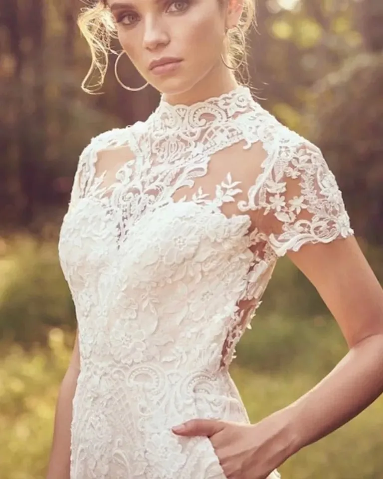 Jumpsuit Wedding Dresses For Women Lace Applique Short Sleeve