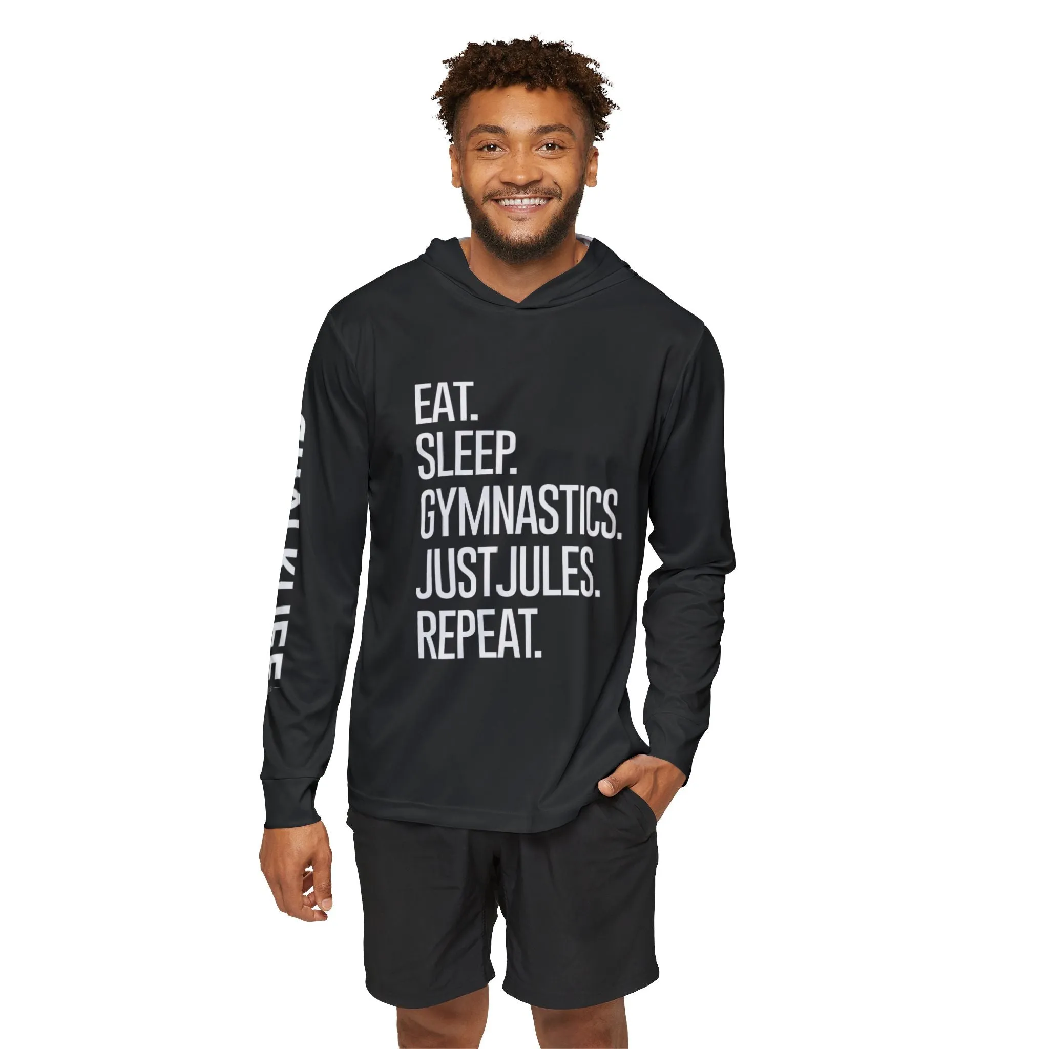 JUSTJULES - Eat. Sleep. Gymnastics. JustJules. Repeat. Performance Hoodie - Men's