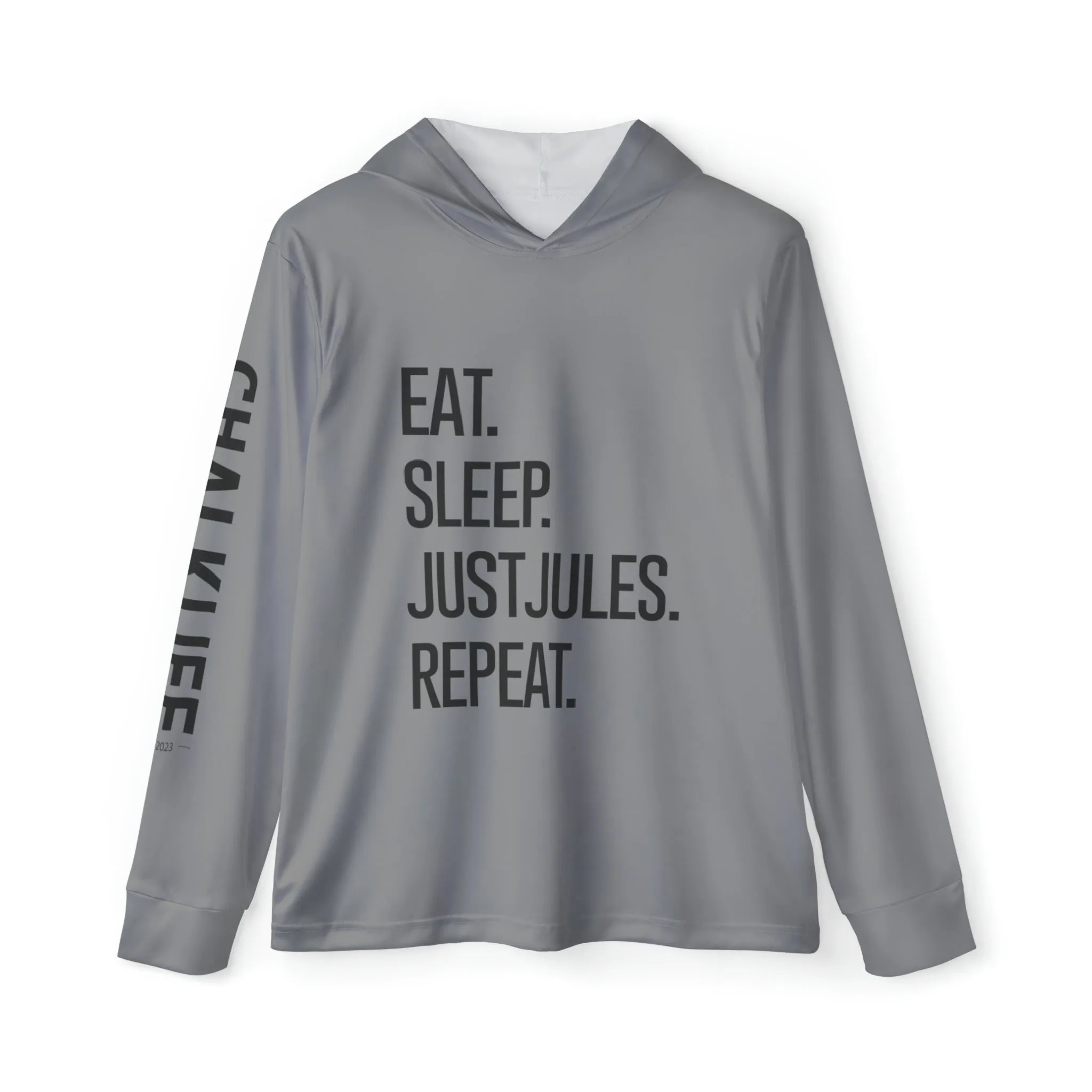 JUSTJULES - Eat. Sleep. JustJules. Repeat. Performance Hoodie - Grey