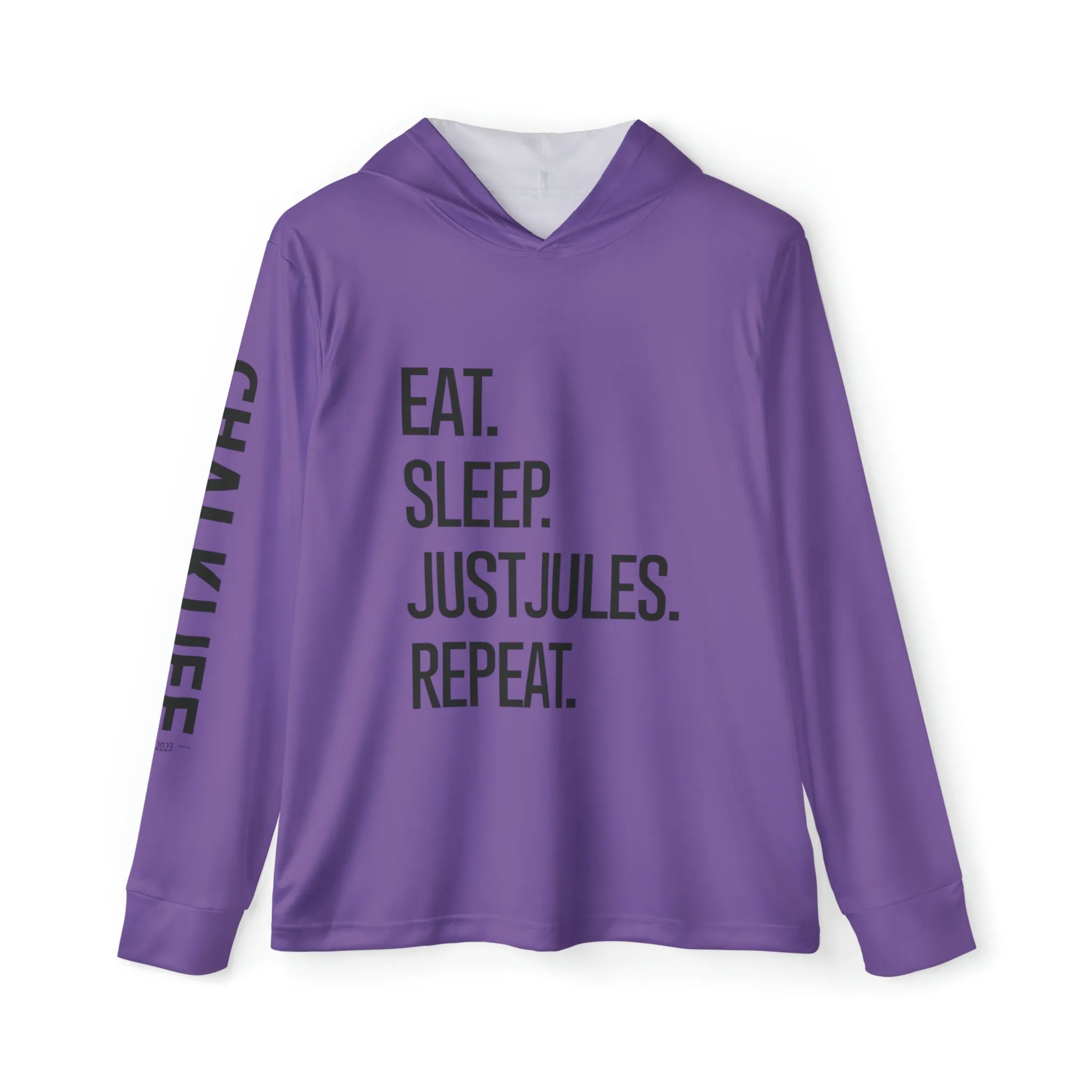JUSTJULES - Eat. Sleep. JustJules. Repeat. Performance Hoodie - Purple