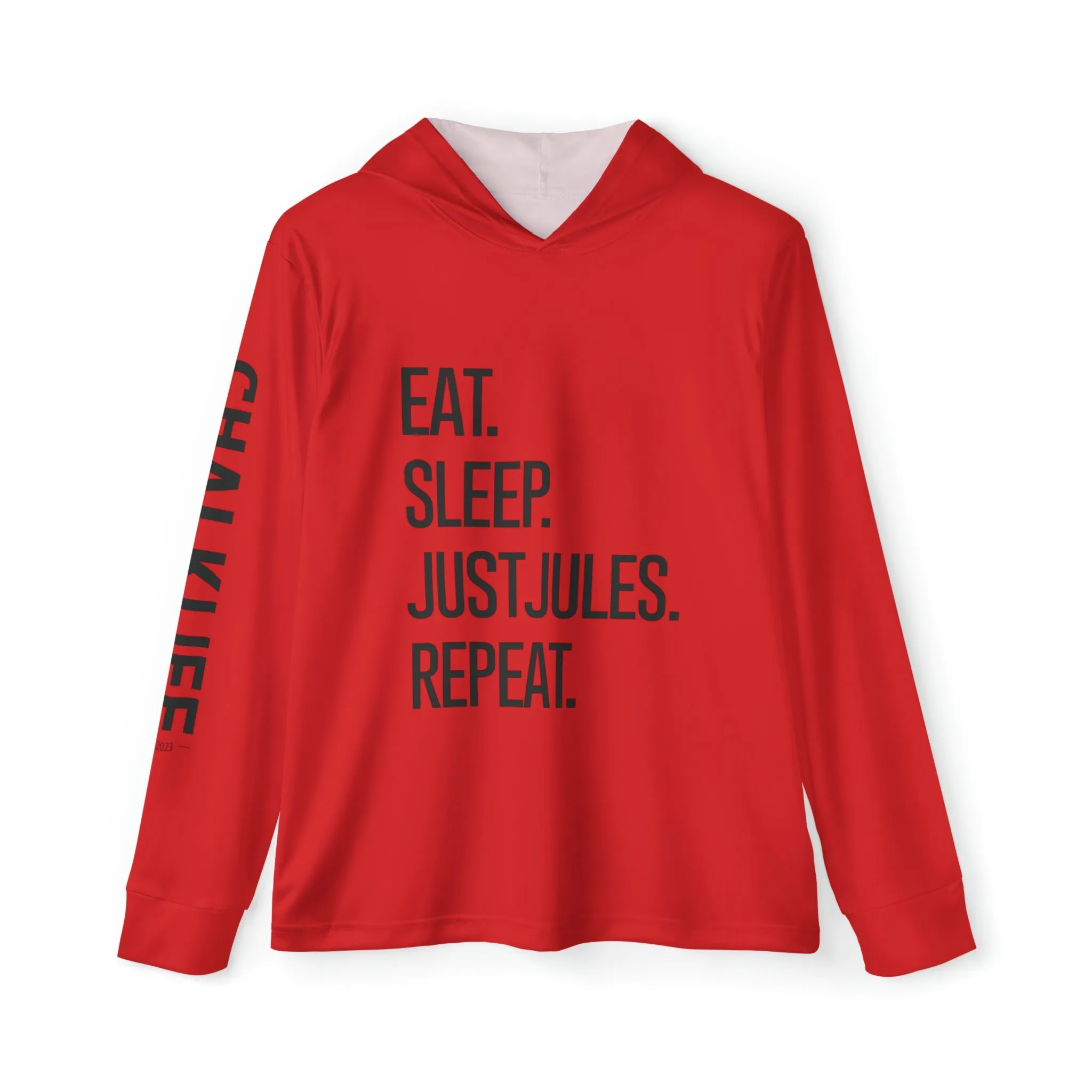 JUSTJULES - Eat. Sleep. JustJules. Repeat. Performance Hoodie - Red