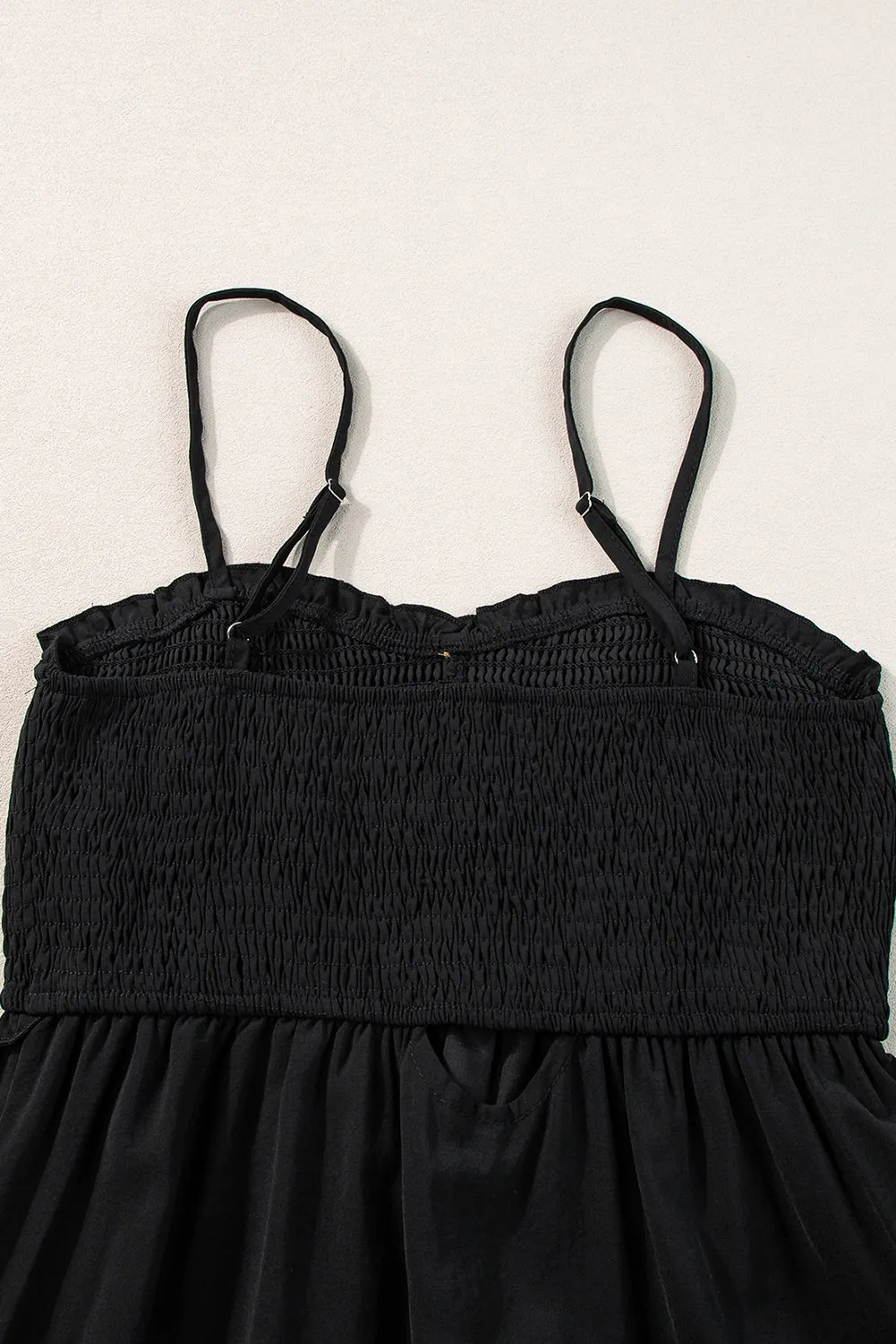 KaleaBoutique Spaghetti Straps Smocked Front Slit Buttoned Dress
