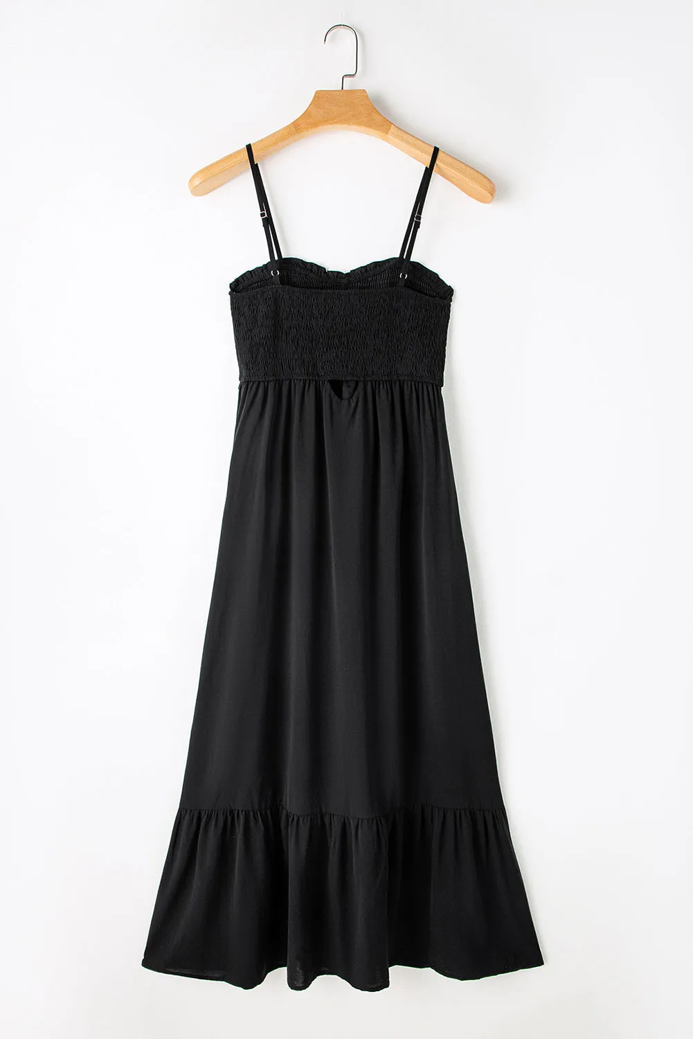 KaleaBoutique Spaghetti Straps Smocked Front Slit Buttoned Dress