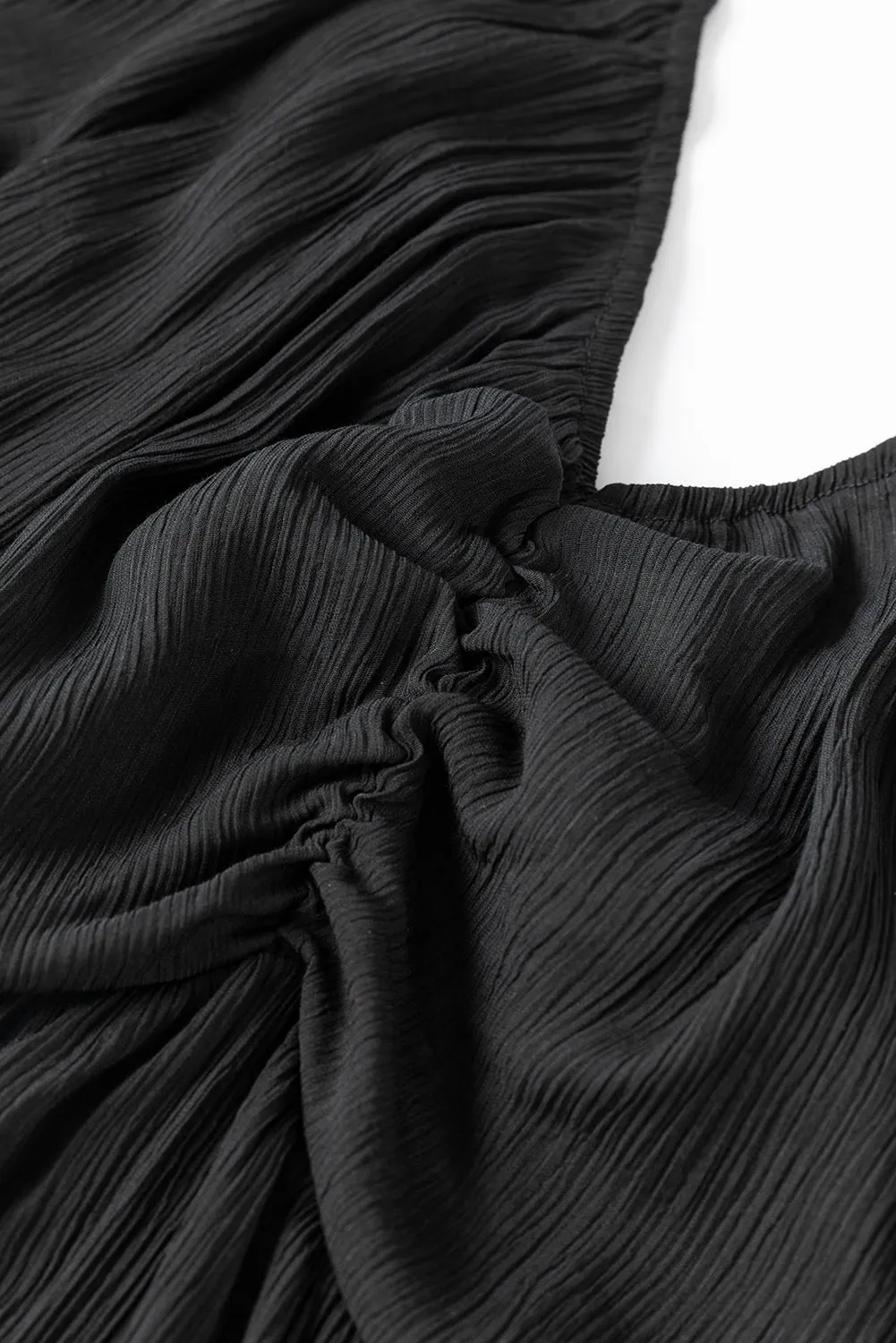 KaleaBoutique V Neck Bowknot Cutout Frill Tiered Maxi Dress