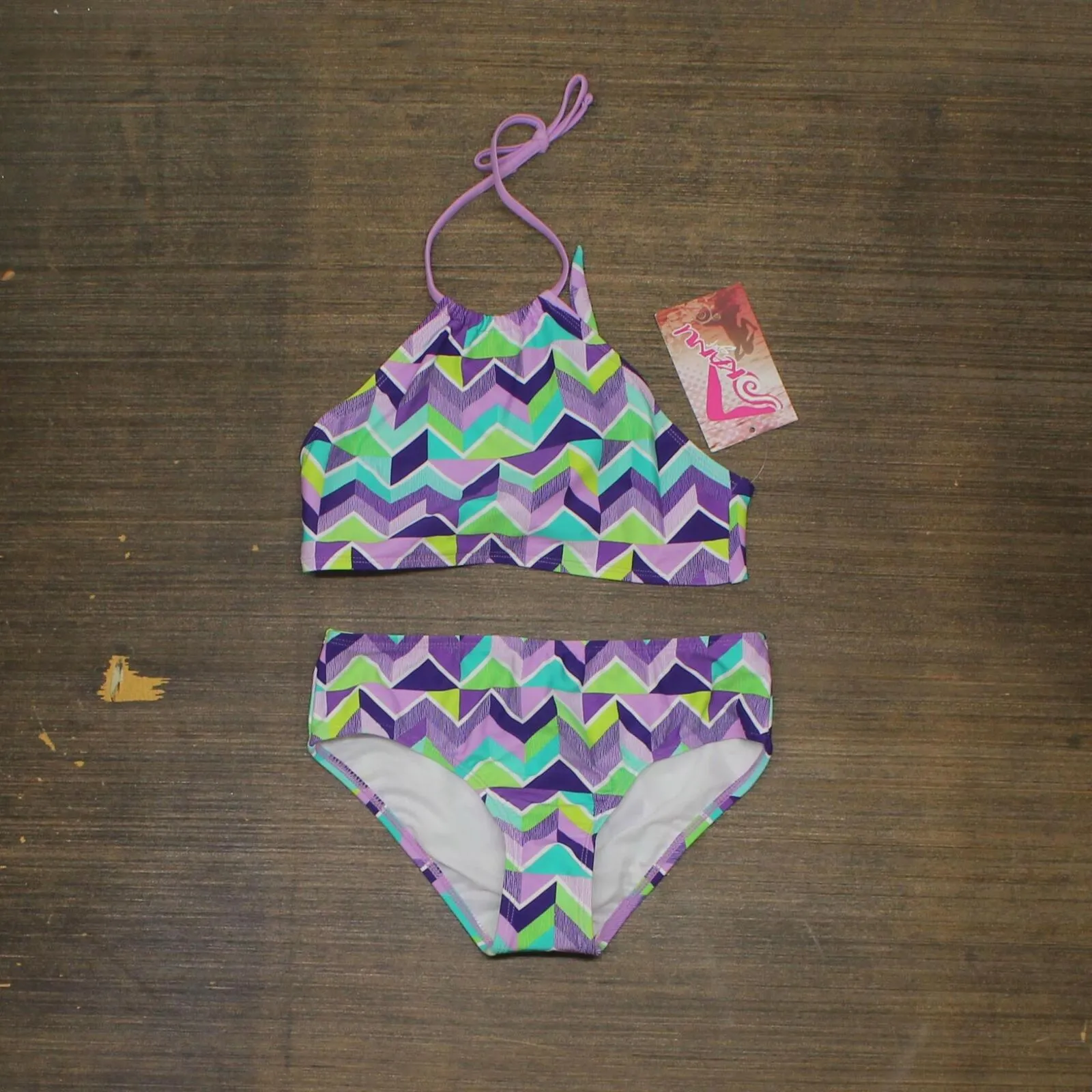Kanu Surf Girls UPF 50 Beach Sport Halter Bikini 2-Piece Swimsuit Ruby Purple 12
