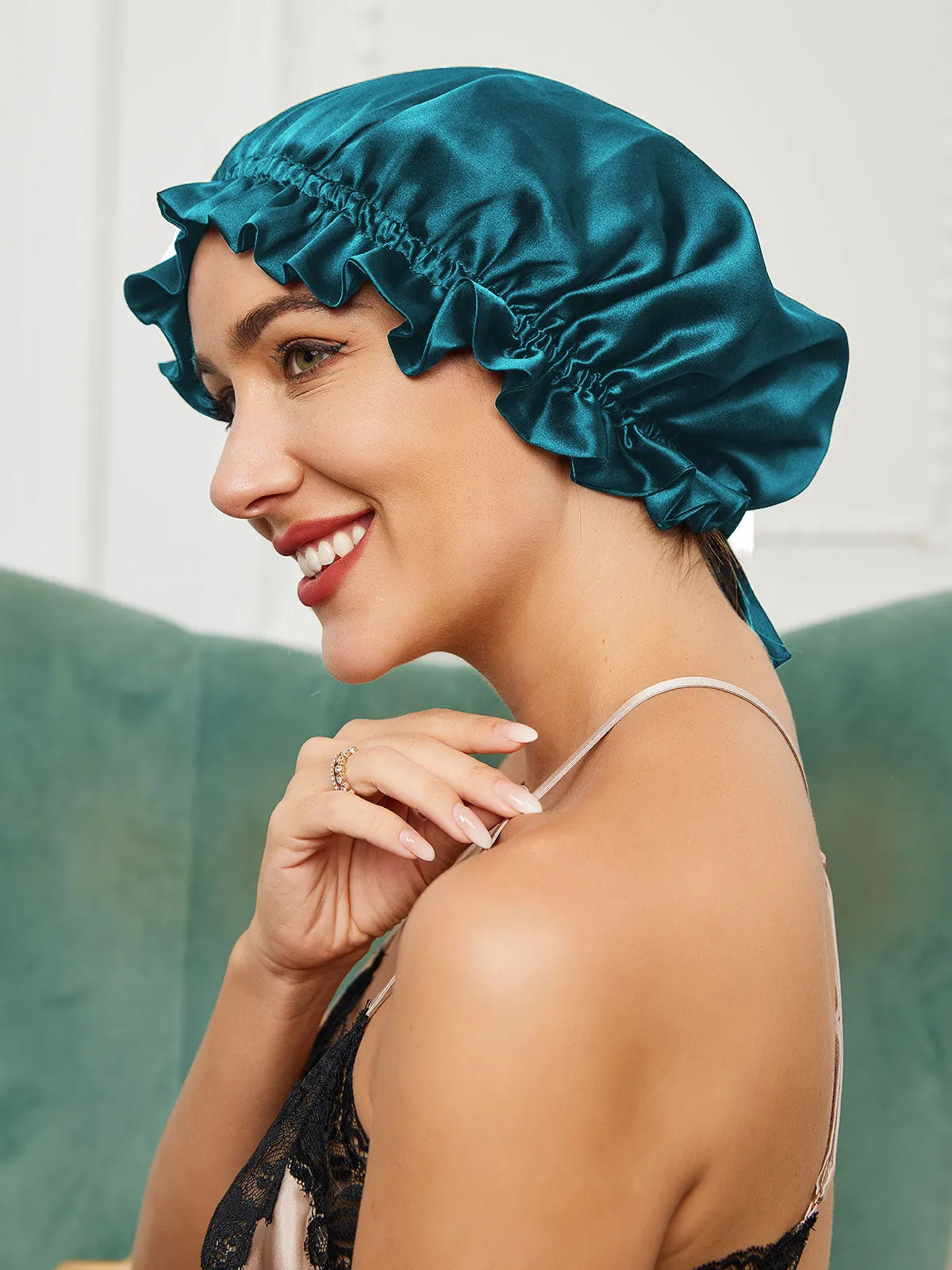 Kassandra - Elegant Double Layered with Ribbon Woman's Nightcap