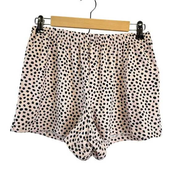 Kate Spade Intimate PJ Set Short and Button Down Pink and Black Polka Dot Size S