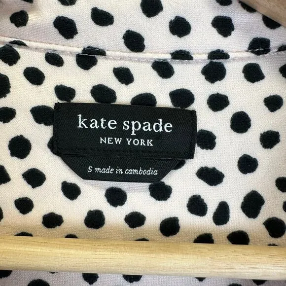Kate Spade Intimate PJ Set Short and Button Down Pink and Black Polka Dot Size S