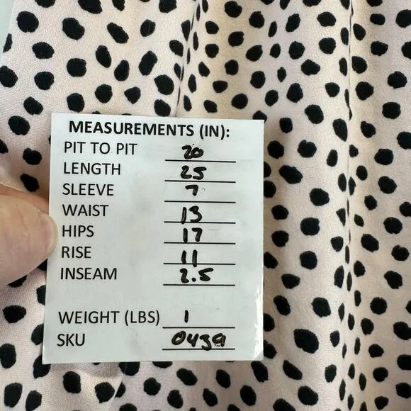 Kate Spade Intimate PJ Set Short and Button Down Pink and Black Polka Dot Size S