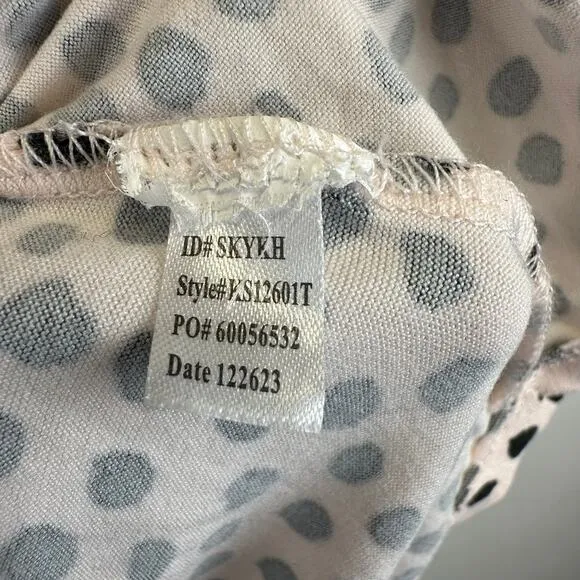 Kate Spade Intimate PJ Set Short and Button Down Pink and Black Polka Dot Size S