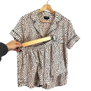 Kate Spade Intimate PJ Set Short and Button Down Pink and Black Polka Dot Size S