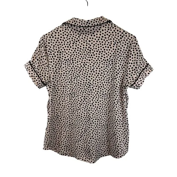 Kate Spade Intimate PJ Set Short and Button Down Pink and Black Polka Dot Size S