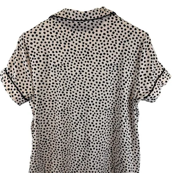 Kate Spade Intimate PJ Set Short and Button Down Pink and Black Polka Dot Size S