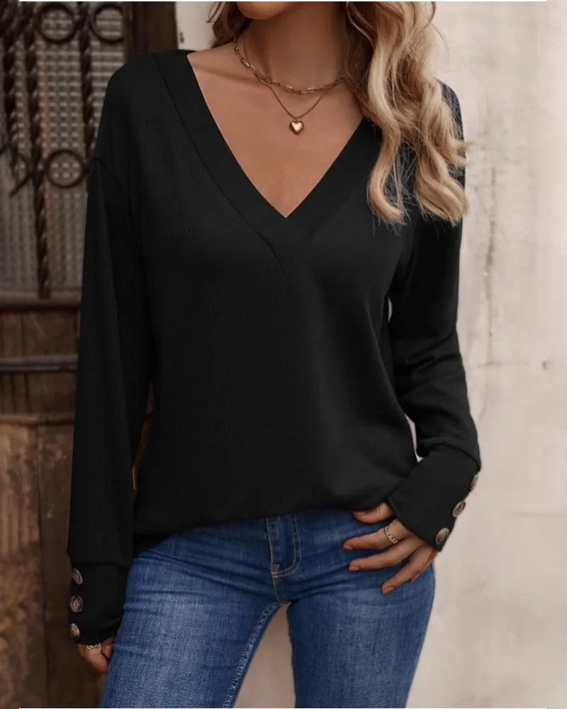 Katia® | Plain Colored Top With V-Neck