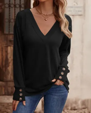 Katia® | Plain Colored Top With V-Neck