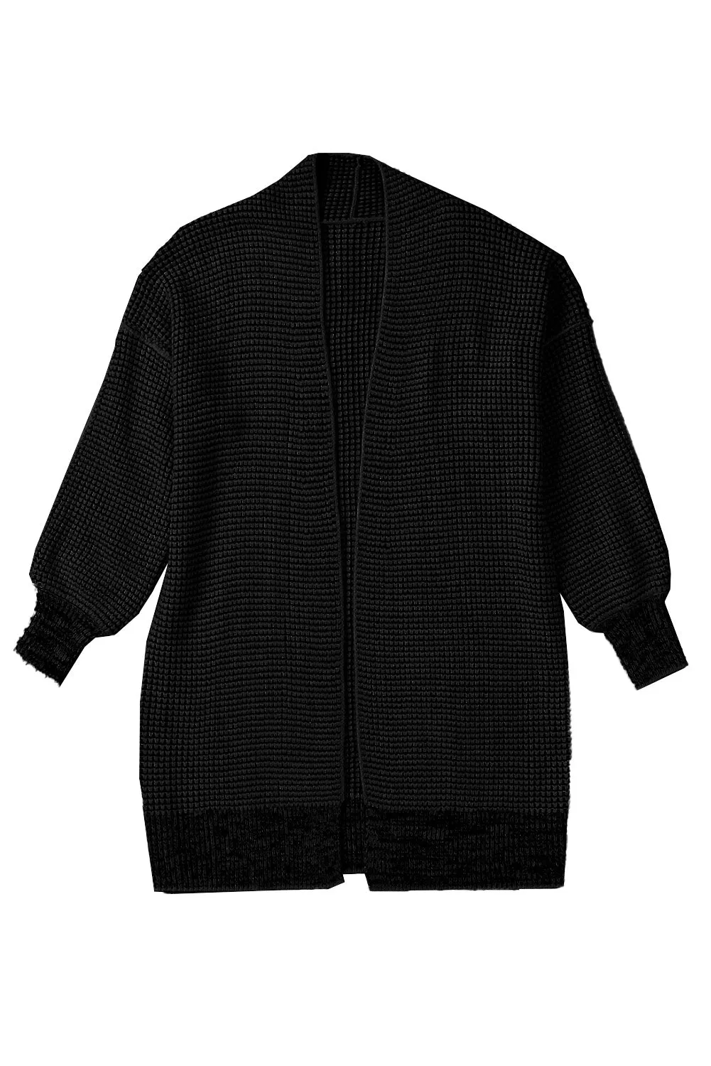 Knitted Long Open Front Cardigan