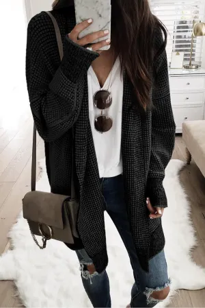 Knitted Long Open Front Cardigan