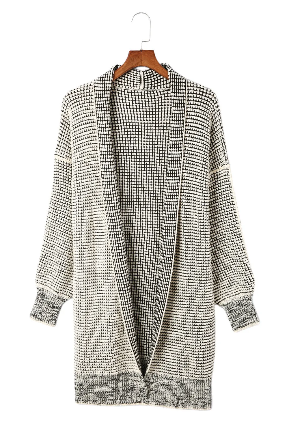 Knitted Long Open Front Cardigan