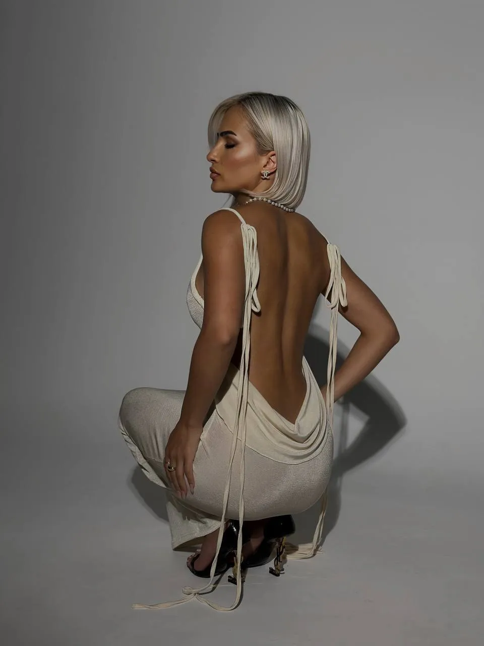 Kristen - Sexy Slim Fit  Woman's  Backless Lace Up Dress