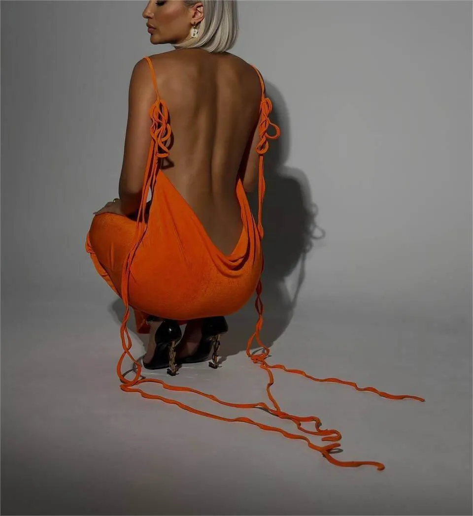 Kristen - Sexy Slim Fit  Woman's  Backless Lace Up Dress