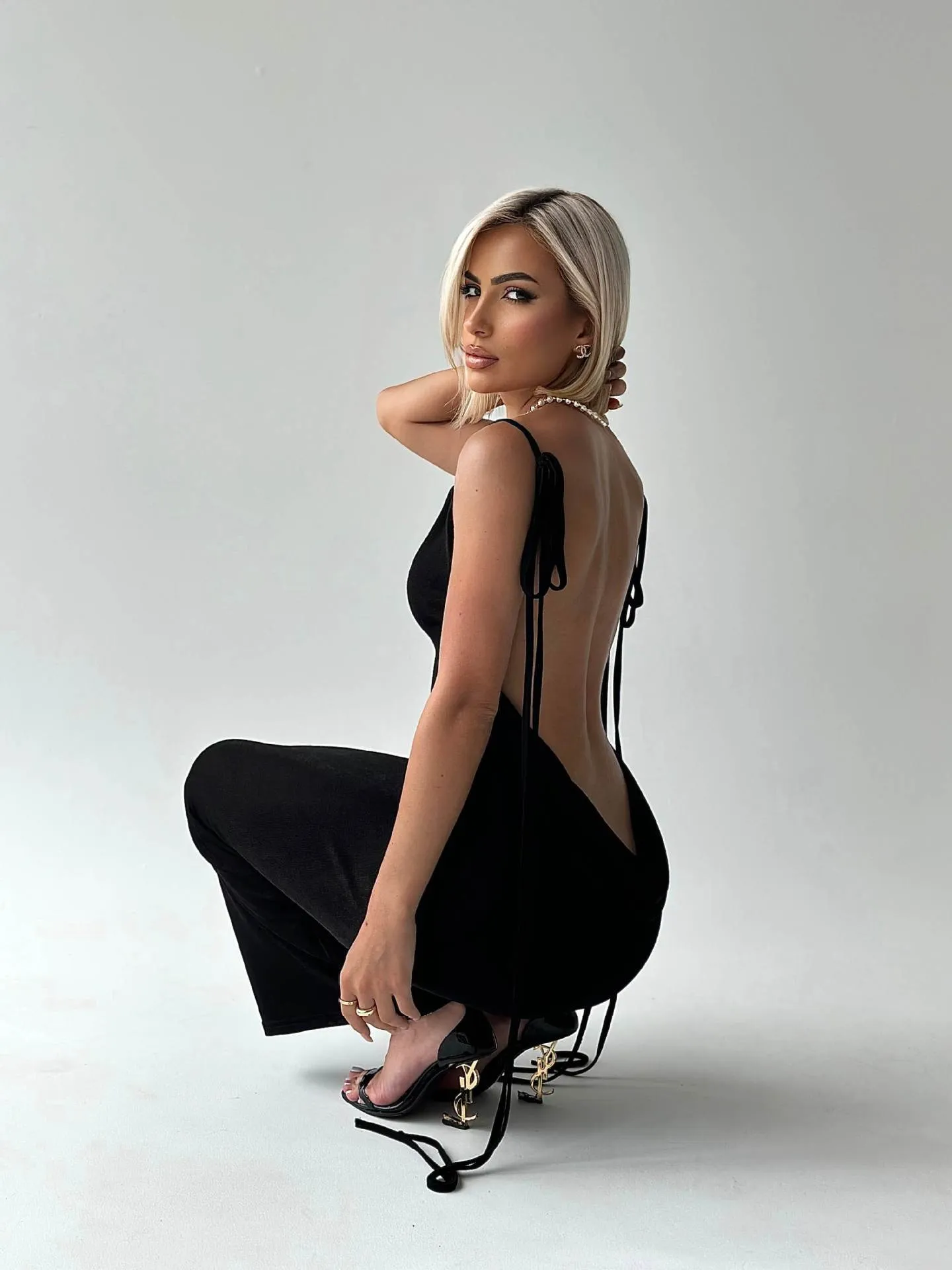 Kristen - Sexy Slim Fit  Woman's  Backless Lace Up Dress